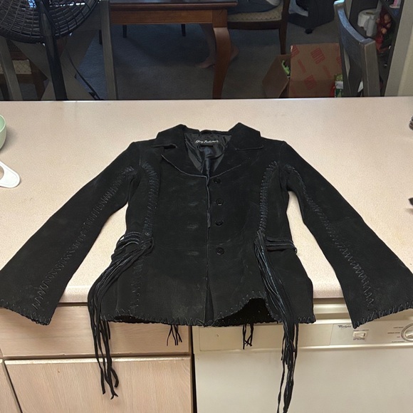 glory fashions Jackets & Blazers - Black Suede Fringe Jacket by Glory Fashions - Women's Leather